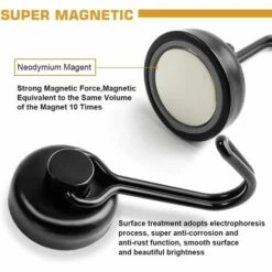 TRIOMPHE Magnethaken, Neodym-Swivel Magnetische Vorhänge SUPER SHART FORT STRAYS RESPONSANT BASE Kratzfest Für Kühlschrank, Kreuzfahrt, Mikrowelle, Badezimmer Oder Andere Innen- / Außenaufhängungen (DI16-Schwarz) -Seilwinden Sales 41681994 4