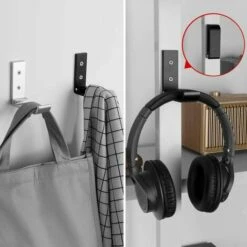 TRIOMPHE 4pcs Klappbarer Wandgriff Aluminiumlegierung Wandmontierter Klappbarer Multifunktionsaufhänger Mit Ebenem Verschluss Abgerundete Ecke Für Helm, Rucksäcke, Schlafzimmer Badezimmer (Schwarz) -Seilwinden Sales 41682044 4