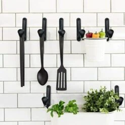 TRIOMPHE 8 Stück Schwarze Wandhaken, Mattschwarze Kleiderhaken, Einzelhaken Mit Schrauben, Schwere Kleiderhaken, Kleiderhaken Aus Aluminiumlegierung, Rucksack, Hut (schwarz) -Seilwinden Sales 41682143 5