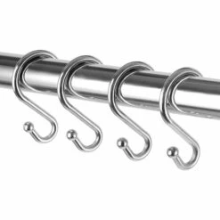 SUN FLOWERDE 12 Stück Metall Duschvorhang Haken Rostbeständige S-förmige Haken Aufhänger Für Duschvorhänge, Küchenutensilien, Kleidung, Handtücher Chrom