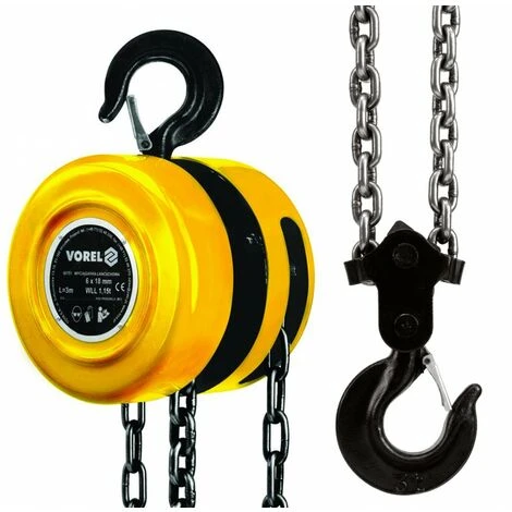 VOREL Kettenzug Flaschenzug Hebezug 3 Tonnen 3000 Kg 4 VOREL Kettenzug Flaschenzug Hebezug 3 Tonnen 3000 Kg – Bild 2