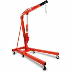 EBERTH Motorkran Werkstattkran Ladekran Mit 1000kg Maximalleistung, Hydraulischer Kran Für Die Werkstatt Mit 4-fach Verstellbarem Kranausleger 1050-1590mm, Einfach Klappbar, 6 Robuste Lenkrollen