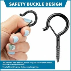 BRIDAY 2,2 Zoll Haken 304 Edelstahl Schraubhaken Deckenhaken Metall Wandbehang (Schwarz, 12 Stück) -Seilwinden Sales 45293738 3