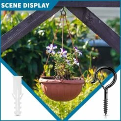 BRIDAY 2,2 Zoll Haken 304 Edelstahl Schraubhaken Deckenhaken Metall Wandbehang (Schwarz, 12 Stück) -Seilwinden Sales 45293738 5