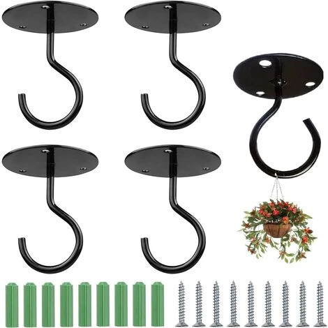 ECHOO 4 Stück Wandhalterung Deckenhaken, Metall Pflanzenhalter Eisen Wandhalterung Laternenaufhänger Zum Aufhängen Von Vogelhäuschen 3 ECHOO 4 Stück Wandhalterung Deckenhaken, Metall Pflanzenhalter Eisen Wandhalterung Laternenaufhänger Zum Aufhängen Von Vogelhäuschen