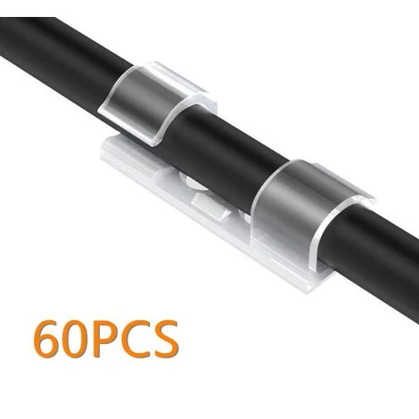 LANGRAY 60 Stück Kabelclips, Kabelhalter Mit Klebstoff Gesicherte Unterlage, Kabelklemme Set Für Schreibtisch,Netzkabel,Transparent 3 LANGRAY 60 Stück Kabelclips, Kabelhalter Mit Klebstoff Gesicherte Unterlage, Kabelklemme Set Für Schreibtisch,Netzkabel,Transparent