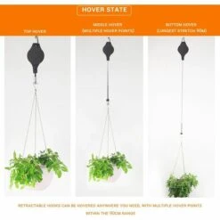 LANGRAY Ampelaufzug 2 Seilriemenscheibensatz Ampelaufzug Pflanzenaufzug Versenkbar, Blumenkorbhaken, Verstellbarer Aufhängehaken Teleskophaken Volierenpflanzenhalter, Vogelhäuschen, Aufhängekorb -Seilwinden Sales 52039209 4