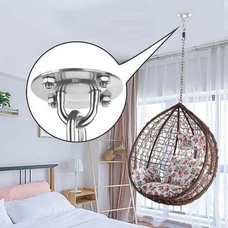 LANGRAY 2 Stück Schwerer Deckenhaken, 450 Kg Kapazität Edelstahl-Hängematten-Kit 180 ° Drehung Für Betonholz-Sets, Hängesessel, Hängelampe, Hängematte, Yoga, Mit Befestigungsschraube 5 LANGRAY 2 Stück Schwerer Deckenhaken, 450 Kg Kapazität Edelstahl-Hängematten-Kit 180 ° Drehung Für Betonholz-Sets, Hängesessel, Hängelampe, Hängematte, Yoga, Mit Befestigungsschraube – Bild 3