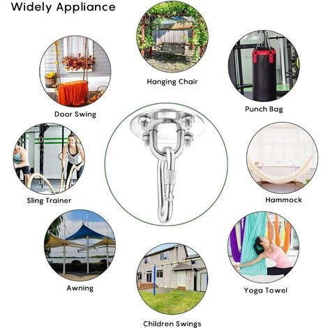 LANGRAY 2 Stück Schwerer Deckenhaken, 450 Kg Kapazität Edelstahl-Hängematten-Kit 180 ° Drehung Für Betonholz-Sets, Hängesessel, Hängelampe, Hängematte, Yoga, Mit Befestigungsschraube 7 LANGRAY 2 Stück Schwerer Deckenhaken, 450 Kg Kapazität Edelstahl-Hängematten-Kit 180 ° Drehung Für Betonholz-Sets, Hängesessel, Hängelampe, Hängematte, Yoga, Mit Befestigungsschraube – Bild 5