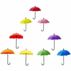 TRIOMPHE TRIOM Selbstklebender Regenschirmhaken, Wandmontierter Regenschirmhaken Selbstklebender Regenschirmhaken Für Schlafzimmer, Badezimmer, Küche, Wandtür (9 Stück)