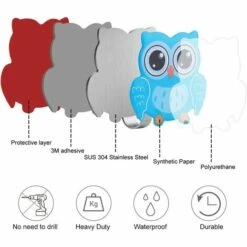 Klebehaken, 4 Stück Triomphe 3M Eule Wandhaken Badezimmer Handtuchhalter Edelstahl Selbstklebend Wasserdicht Und Ölbeständig Für Küche Wohnzimmer Und Büro Kinder Kleiderhaken -Seilwinden Sales 52901616 3