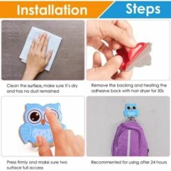 Klebehaken, 4 Stück Triomphe 3M Eule Wandhaken Badezimmer Handtuchhalter Edelstahl Selbstklebend Wasserdicht Und Ölbeständig Für Küche Wohnzimmer Und Büro Kinder Kleiderhaken -Seilwinden Sales 52901616 5