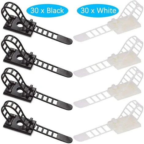 Kabelbinder, Triomphe Selbstklebende Kabelbinder, Verstellbare Kabelbinder, Wiederverwendbare Kabelclips, Verstellbare Selbstklebende Nylon-Kabelbinder, Für Büro Und Zuhause (Schwarz + Weiß), 60 Stück 4 Kabelbinder, Triomphe Selbstklebende Kabelbinder, Verstellbare Kabelbinder, Wiederverwendbare Kabelclips, Verstellbare Selbstklebende Nylon-Kabelbinder, Für Büro Und Zuhause (Schwarz + Weiß), 60 Stück – Bild 2