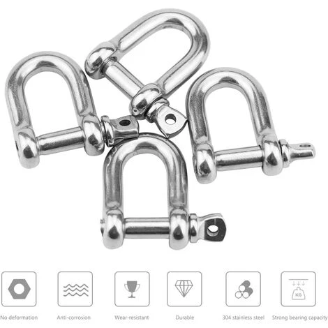 TINOR 4 Stück M10 Edelstahl-Schäkel, Ketten-D-Ring-Schäkel, Hebeschäkel Für Winden-Rigging, Strapazierfähig 6 TINOR 4 Stück M10 Edelstahl-Schäkel, Ketten-D-Ring-Schäkel, Hebeschäkel Für Winden-Rigging, Strapazierfähig – Bild 4