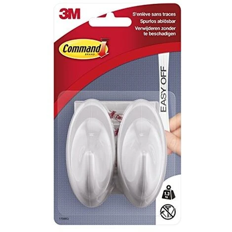 COMMAND 17086Q UNIVERSALHAKEN M, OVAL, 1,3 KG TRAGKRAFT, 2 HAKEN UND 4 STRIPS, WEIß 3 COMMAND 17086Q UNIVERSALHAKEN M, OVAL, 1,3 KG TRAGKRAFT, 2 HAKEN UND 4 STRIPS, WEIß