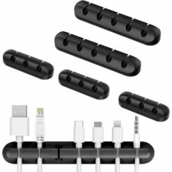 OCXIN 6 Stücke Kabel Halterung, Kabel Organizer Set, Kabel Set Für Schreibtisch, Einfach Zu Installieren Und Starke Haftung, Für Ladekabel, Netzkabel, Usb-Kabel, Tv-Kabel, Pc, Zuhause Und Büro (Schwarz)
