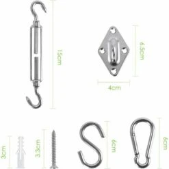 Homfa Sonnensegel Befestigung Set, Edelstahl Sonnensegel Zubehör Montageset Spannschraube Karabiner Mit Schrauben Sonnensegel, Rankgerüst, Sichtschutz, Werbebanner -Seilwinden Sales 54053268 3