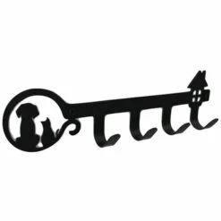Betterlife Wandgarderobe, Kreative Schmiedeeisen-Katzen- Und Hunde-Schlüsselhaken, Schmiedeeisen-Stanzfreier Schlüsselhaken, 2 Stück, Schwarz