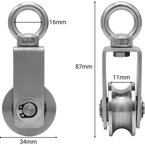 OCXIN Umlenkrollen Mit 2 Kugellager, Seilrolle Fitness Edelstahl 304 Flaschenzug Für Seile Stahlseil, Tragkraft 250kg 4 OCXIN Umlenkrollen Mit 2 Kugellager, Seilrolle Fitness Edelstahl 304 Flaschenzug Für Seile Stahlseil, Tragkraft 250kg – Bild 2