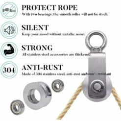 OCXIN Umlenkrollen Mit 2 Kugellager, Seilrolle Fitness Edelstahl 304 Flaschenzug Für Seile Stahlseil, Tragkraft 250kg 9 OCXIN Umlenkrollen Mit 2 Kugellager, Seilrolle Fitness Edelstahl 304 Flaschenzug Für Seile Stahlseil, Tragkraft 250kg -Seilwinden Sales 54174842 3