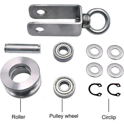 OCXIN Umlenkrollen Mit 2 Kugellager, Seilrolle Fitness Edelstahl 304 Flaschenzug Für Seile Stahlseil, Tragkraft 250kg 6 OCXIN Umlenkrollen Mit 2 Kugellager, Seilrolle Fitness Edelstahl 304 Flaschenzug Für Seile Stahlseil, Tragkraft 250kg – Bild 4