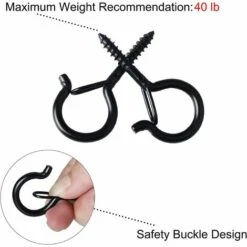 GESCHENKE Q-Hanger 24 Stück Schraubhaken Zum Aufhängen Von Lampen, Wand, Schrank, Decke Mit Sicherheitsschnalle Für Silvester, Party, Zuhause, Garage (Schwarz) -Seilwinden Sales 54962724 4