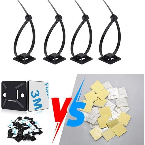 ILOVEMILAN 100 Stück Kabelbinder + 100 Stück Selbstklebende Kabelbinder-Befestigungsbasishalter, Kabelmanagement-Clips Zum Organisieren Aller Arten Von Unordentlichen Kabeln (Schwarz) 6 ILOVEMILAN 100 Stück Kabelbinder + 100 Stück Selbstklebende Kabelbinder-Befestigungsbasishalter, Kabelmanagement-Clips Zum Organisieren Aller Arten Von Unordentlichen Kabeln (Schwarz) – Bild 4