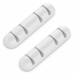 ILOVEMILAN 2x Kabelhalter Kabelclips Für Je 4 Kabel Kabelmanagement-Organizer Für Home Office Strapazierfähiges Klebeband Weiß