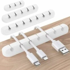 WERKZEUGE Kabel-Organizer Mit 3 Clips, Desktop-Kabel-Organizer Für Kabel, USB-Kabel, Desktop-Kabelaufbewahrung Für Ladekabel, Maus, Kopfhörer, Telefon (weiß)
