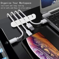 WERKZEUGE Kabel-Organizer Mit 3 Clips, Desktop-Kabel-Organizer Für Kabel, USB-Kabel, Desktop-Kabelaufbewahrung Für Ladekabel, Maus, Kopfhörer, Telefon (weiß) -Seilwinden Sales 55353903 5