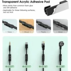 WERKZEUGE 70 Stück Selbstklebende Kabelclips, Selbstklebende Befestigung, Kabelmanagement-Halter, Elektrischer Kabel-Organizer Für TV/Ladegerät/Auto/PC/Büro/Zuhause, Schwarz -Seilwinden Sales 55354862 3