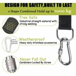 BENOBBY KIDS Hängemattengurte, 2 Sätze Stabiler Aufhängegurte, Mit Dreieckshaken Und Dickeren Polstern, Zwei Karabinerhaken, Maximale Belastung 120 Kg, Für Hängematten Und Gartenschaukeln, Mit 2 Sätzen 1,5 M Gurte + 2 Schnallen -Seilwinden Sales 55516426 3