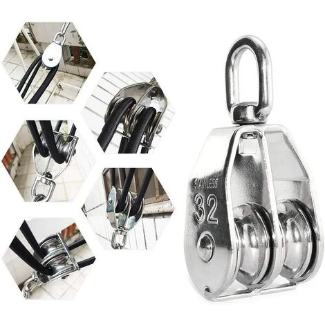 LITZEE 3 STÜCKE Edelstahl Doppelrolle Swivel Doppelrolle, Heberolle Laderolle, Edelstahlrolle, Einzelblockrolle, Edelstahl-Einzelrolle, M32-Heberolle 5 LITZEE 3 STÜCKE Edelstahl Doppelrolle Swivel Doppelrolle, Heberolle Laderolle, Edelstahlrolle, Einzelblockrolle, Edelstahl-Einzelrolle, M32-Heberolle – Bild 3