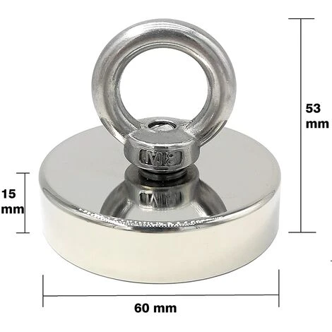 MODOU Super Starker Neodym-Magnet 120 Kg - Starke Magnete - Ideal Zum Magnetangeln - Ø 60 Mm Mit Neodym-Öse 6 MODOU Super Starker Neodym-Magnet 120 Kg - Starke Magnete - Ideal Zum Magnetangeln - Ø 60 Mm Mit Neodym-Öse – Bild 4