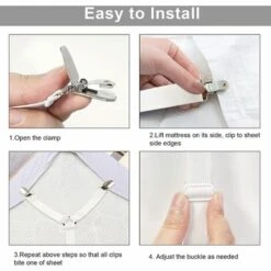 MODOU Laken Mit Lakenhalterriemen, Verstellbarer Befestigungsclip, Elastischer Kreuzgurt, Bettzubehör, Vier Eck-Lakenclips Für Runde Und Quadratische Matratzen (weiß, 3-Wege), Zubehör über Dem Bett -Seilwinden Sales 55933295 5