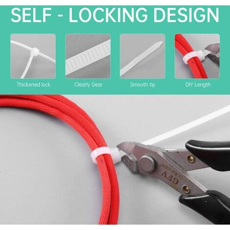 WERKZEUGE 500 Stück Kabelbinder, 200 Mm X 3,6 Mm, Nylon-Kabelbinder Für Das Home Office, Selbstsichernde Kabelbinder Aus Kunststoff, Weiß 4 WERKZEUGE 500 Stück Kabelbinder, 200 Mm X 3,6 Mm, Nylon-Kabelbinder Für Das Home Office, Selbstsichernde Kabelbinder Aus Kunststoff, Weiß – Bild 2