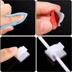 GESCHENKE 60 Stück Drahtclip Für Den Außenbereich Mit Klebeband, Beleuchtungsclip, Dekorationsclip, Selbstklebender Kabelhalter, Haken Für Lichterketten (S, Weiß) -Seilwinden Sales 56379543 3