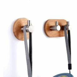 BARES Set Mit 2 Extrem Widerstandsfähigen Klebehaken Aus Bambus Und Edelstahl, 43 X 43 X 30 Mm -Seilwinden Sales 56408829 3