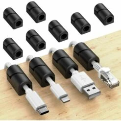 GESCHENKE 20 Stück Selbstklebende Silikon-Kabelmanagement-Clips, Kabel-Organizer Für Desktop-Kabel, USB-Ladekabel, Maus, Stromkabel Und Heim-PC-Kabel (schwarz)