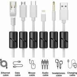 GESCHENKE 20 Stück Selbstklebende Silikon-Kabelmanagement-Clips, Kabel-Organizer Für Desktop-Kabel, USB-Ladekabel, Maus, Stromkabel Und Heim-PC-Kabel (schwarz) -Seilwinden Sales 56810037 4