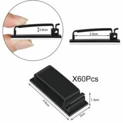 OCXIN 60 Stück Kabelclips Selbstklebend, Kabelhalter 46mmx20mm, Schreibtisch Kabelführung，Kabelorganisatoren USB, Kabelführungsclips Für PC Kabel,TV Kabel,Audiokabel Kabel,Home,Office（Schwarz） -Seilwinden Sales 57686578 4