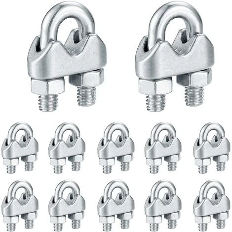 GESCHENKE 12 Stück Drahtseilklemmen, U-Bolzen-Sattelbefestigung, U-förmige Klemmen, Edelstahl 3 GESCHENKE 12 Stück Drahtseilklemmen, U-Bolzen-Sattelbefestigung, U-förmige Klemmen, Edelstahl