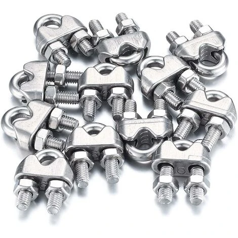 GESCHENKE 12 Stück Drahtseilklemmen, U-Bolzen-Sattelbefestigung, U-förmige Klemmen, Edelstahl 5 GESCHENKE 12 Stück Drahtseilklemmen, U-Bolzen-Sattelbefestigung, U-förmige Klemmen, Edelstahl – Bild 3