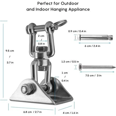 GESCHENKE Innovativer Deckenhaken Mit 304 Edelstahl 250 Kg Kapazität 360 ° Drehbar, Aufhängung Für Betonholzsets, Hängesessel, Hängelampe, Hängematte, Yoga, Mit 4 Befestigungsschrauben (B) 5 GESCHENKE Innovativer Deckenhaken Mit 304 Edelstahl 250 Kg Kapazität 360 ° Drehbar, Aufhängung Für Betonholzsets, Hängesessel, Hängelampe, Hängematte, Yoga, Mit 4 Befestigungsschrauben (B) – Bild 3