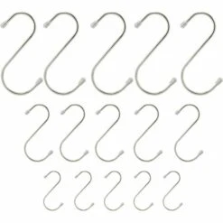 GESCHENKE S-förmiger Metallhaken Zum Aufhängen, Edelstahl, Multifunktions-Aufhängerhaken Für Küche, Löffel, Pfanne, Badezimmer, Schlafzimmer, 15 Stück, Klein (S) -Seilwinden Sales 57962759 5