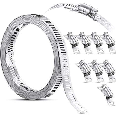 TINOR Schlauchklemme Schneckenklemme Aus Stahl, Gurtband-Schlauchklemme Mit Clips, 304 Edelstahlklemmen Schraubenverstellbare Schlauchklemme (9 Stück, 11,5 Fuß) 3 TINOR Schlauchklemme Schneckenklemme Aus Stahl, Gurtband-Schlauchklemme Mit Clips, 304 Edelstahlklemmen Schraubenverstellbare Schlauchklemme (9 Stück, 11,5 Fuß)