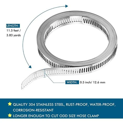 TINOR Schlauchklemme Schneckenklemme Aus Stahl, Gurtband-Schlauchklemme Mit Clips, 304 Edelstahlklemmen Schraubenverstellbare Schlauchklemme (9 Stück, 11,5 Fuß) 7 TINOR Schlauchklemme Schneckenklemme Aus Stahl, Gurtband-Schlauchklemme Mit Clips, 304 Edelstahlklemmen Schraubenverstellbare Schlauchklemme (9 Stück, 11,5 Fuß) – Bild 5