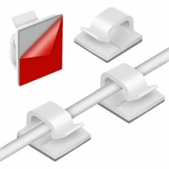 BARES 130 Pieces Adhesive Cable Clips Cable Tidy Self Adhesive Fixing, Cable Tidy, Desk Organizer Cable Clips For TV/Charger/Car/PC/Office/Home, White