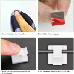 BARES 130 Pieces Adhesive Cable Clips Cable Tidy Self Adhesive Fixing, Cable Tidy, Desk Organizer Cable Clips For TV/Charger/Car/PC/Office/Home, White -Seilwinden Sales 59042287 3