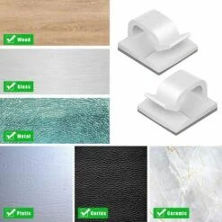 BARES 130 Pieces Adhesive Cable Clips Cable Tidy Self Adhesive Fixing, Cable Tidy, Desk Organizer Cable Clips For TV/Charger/Car/PC/Office/Home, White -Seilwinden Sales 59042287 4